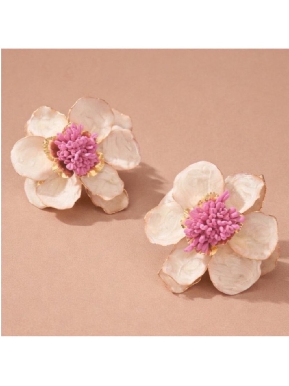 New! Charlotte Hand Painted Flower Earrings 24k gold plated